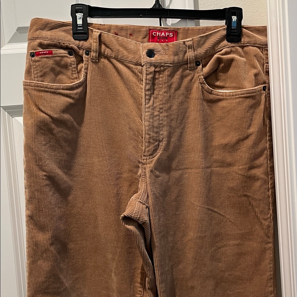 Chaps Denim Size 12 camel tan thick stretchy cords corduroys straight pants GUC